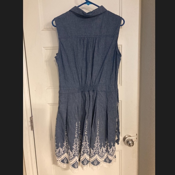 Westport 1962 Womens Sleeveless Denim Style Lace Appliques Dress Size 14 - Picture 2 of 3